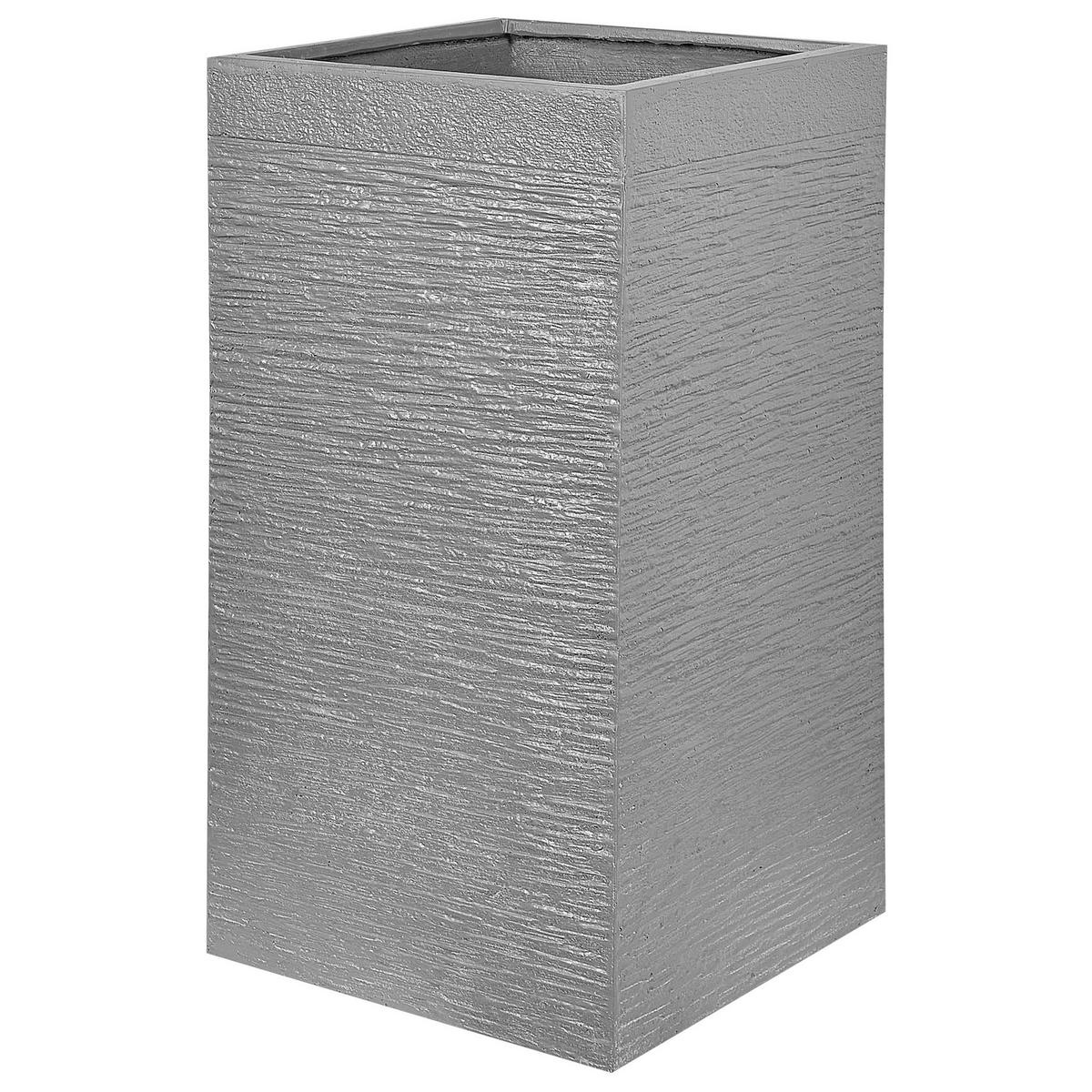 BLUMENTOPF grau quadratisch 40/40/77 cm Dion - Grau, Naturmaterialien (77cm) - Beliani