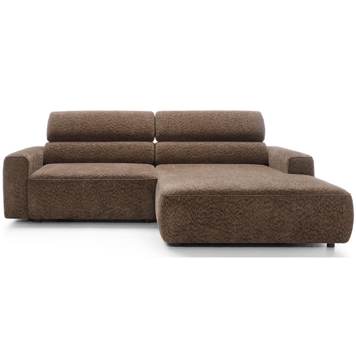 ECKSOFA Fando Hellbraun Chenille - Hellbraun/Schwarz, Kunststoff/Textil (182/252cm) - Selsey