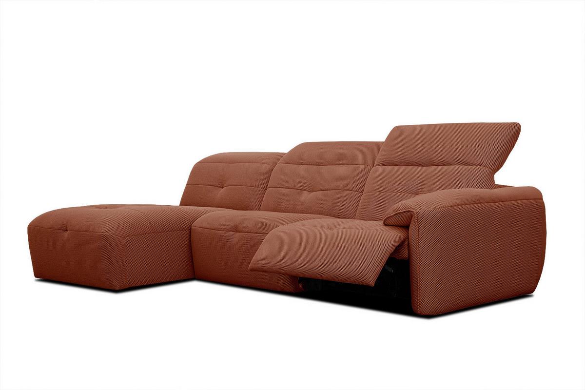 ECKSOFA TRENTO 4-Sitzer mit 1 Relaxfunktion, dunkelorange - Dunkelorange/Schwarz, Holzwerkstoff/Kunststoff (165/262cm) - Wozimo