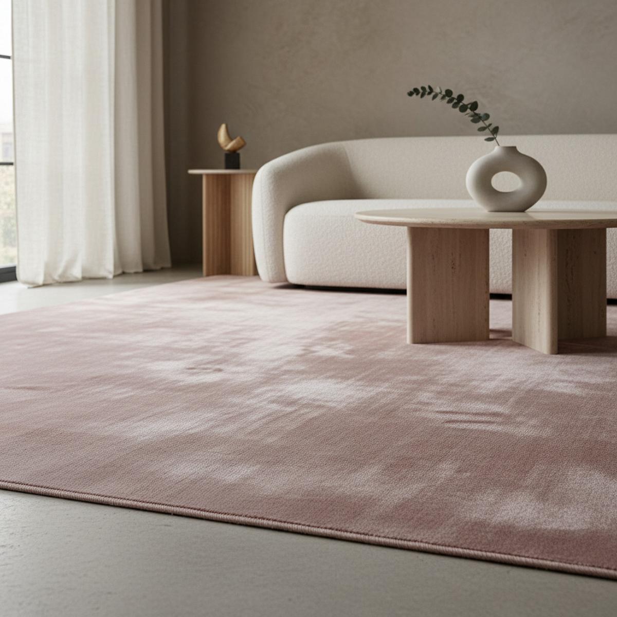 TEPPICH Kurzflor Waschbar LECH in Rosa, einfarbig, 80 x 250 cm - Rosa, Textil (250/80cm) - KADIMA DESIGN