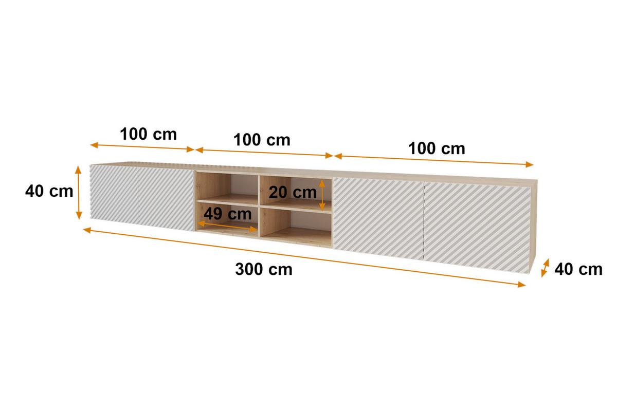 LOWBOARD ZENO-W 3x100x40x40 cm - Artisan / Weiß - Weiß, Holzwerkstoff (300/40/40cm) - ALTDECOR