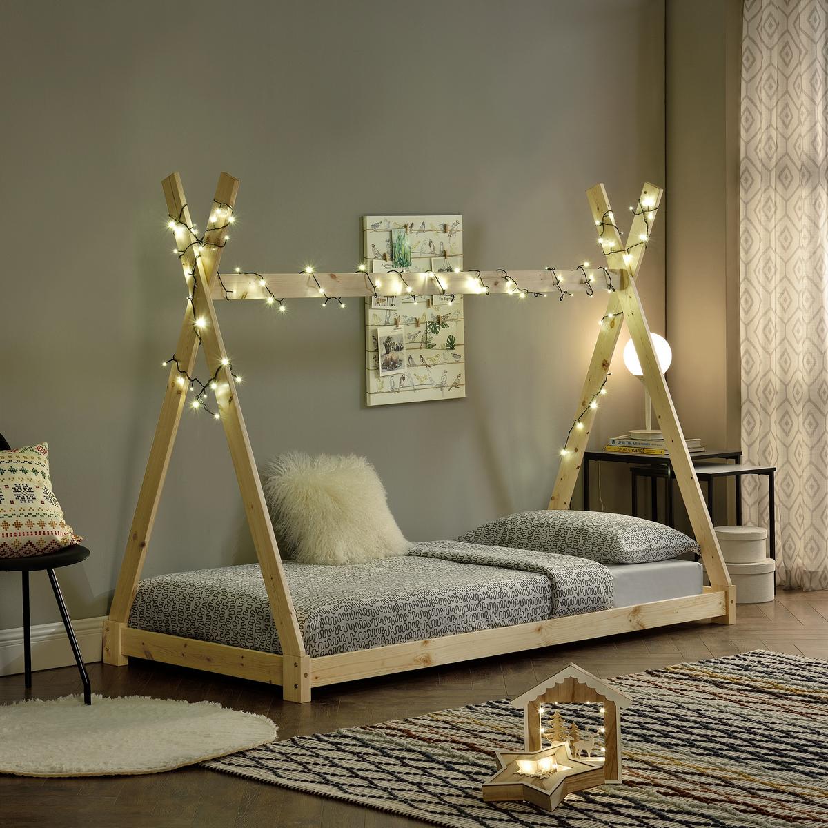 KINDERBETT Onejda - Naturfarben, Holz (90/200cm) - [en.casa]