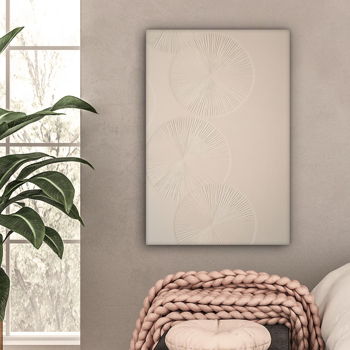 LEINWANDBILD Japandi - Beige - Modern Wanddeko Schlafzimmer 60x90 cm - Ecru, Textil (60/90cm) - MuchoWow