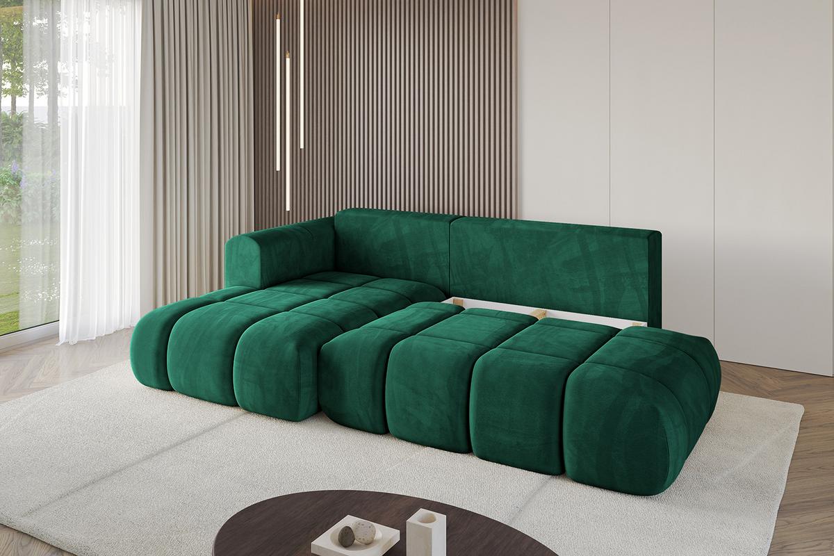 ECKSOFA Ottomane Links CLOUD-L-v1 280x185x90 Dunkelgrün Velours - Dunkelgrün, Holzwerkstoff/Kunststoff (180/289cm) - ALTDECOR