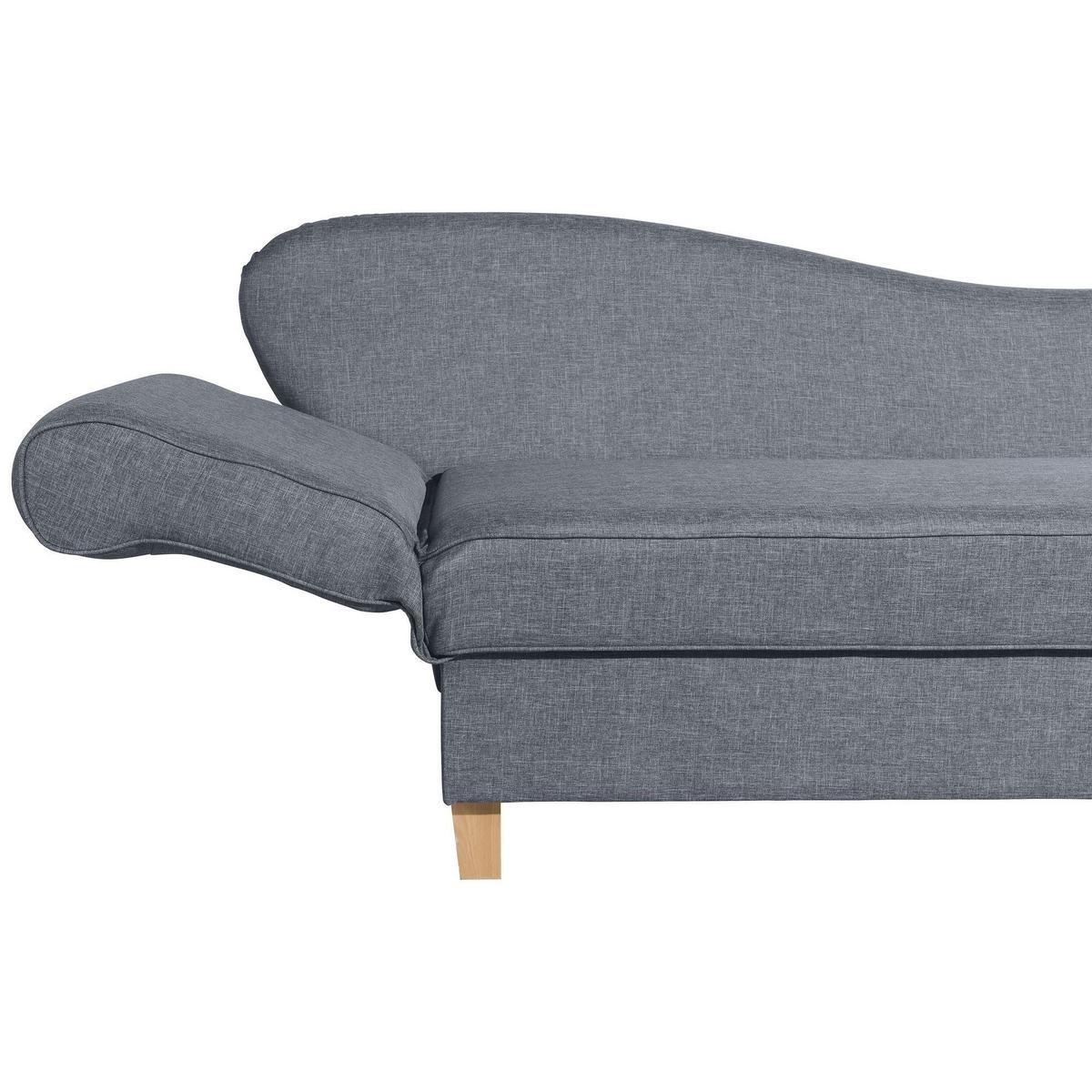 RECAMIERE mit Armteil links klappbar Katia Bezug Flachgewebe Buche natur / denim - Blaugrau, Kunststoff (190/82/88cm) - 58aufmkessel