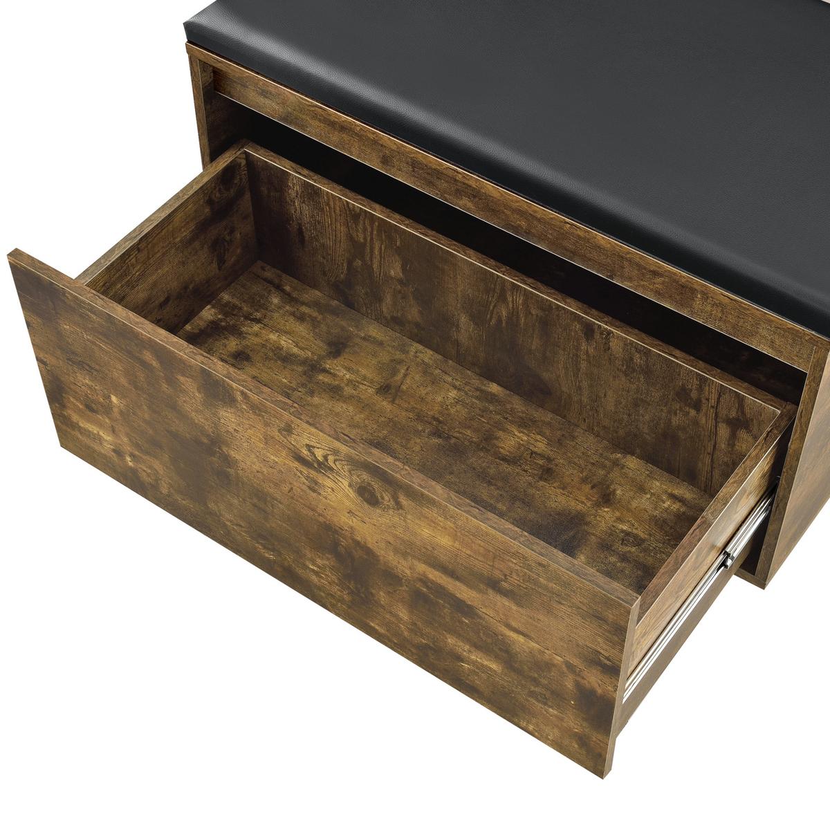 SCHUHBANK Degerfors - Schwarz/Braun, Holzwerkstoff/Kunststoff (39/45/80cm) - [en.casa]