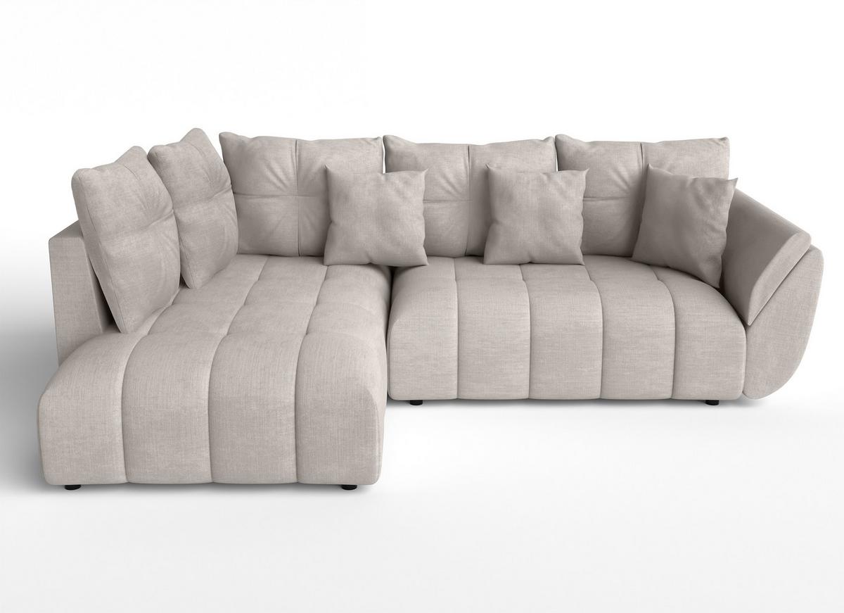 ECKSOFA L Form Corleone Beige 268/192/96 cm mit Schlaffunktion - Beige/Schwarz, Kunststoff/Textil (268/192cm) - AX Living