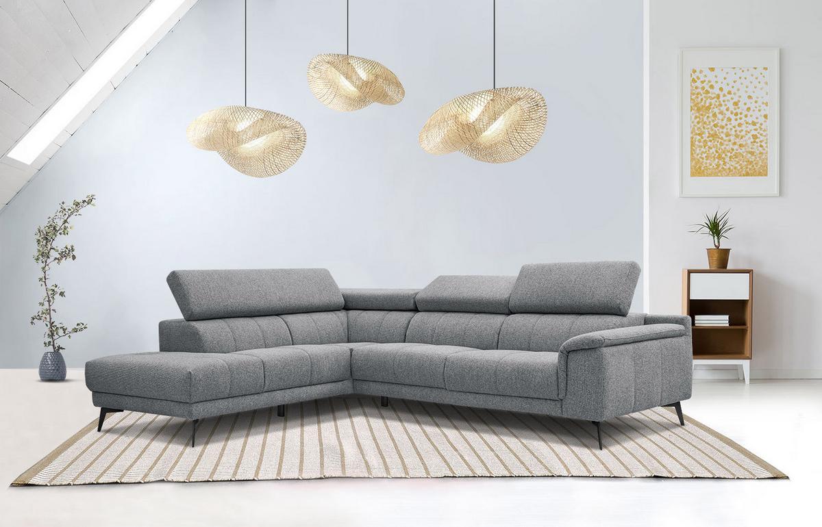 ECKSOFA FIERO 5-Sitzer, grau - Schwarz/Grau, Holzwerkstoff/Textil (158/269cm) - Wozimo