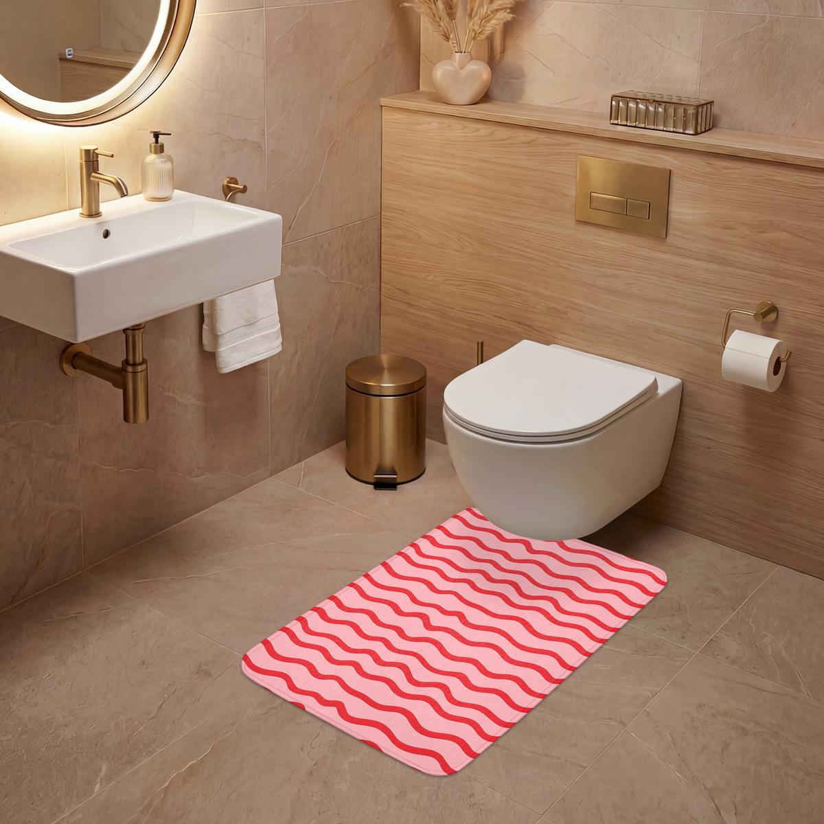 WC-VORLEGER Verspielt - Muster - Rot WC Teppich 50x80 cm - Rosa, Textil (50/1cm) - OnlyWow