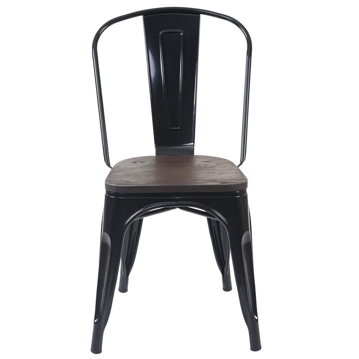 STUHL INKL. HOLZ-SITZFLÄCHE Schwarz - Schwarz, Holz (45/85/52cm) - MCW