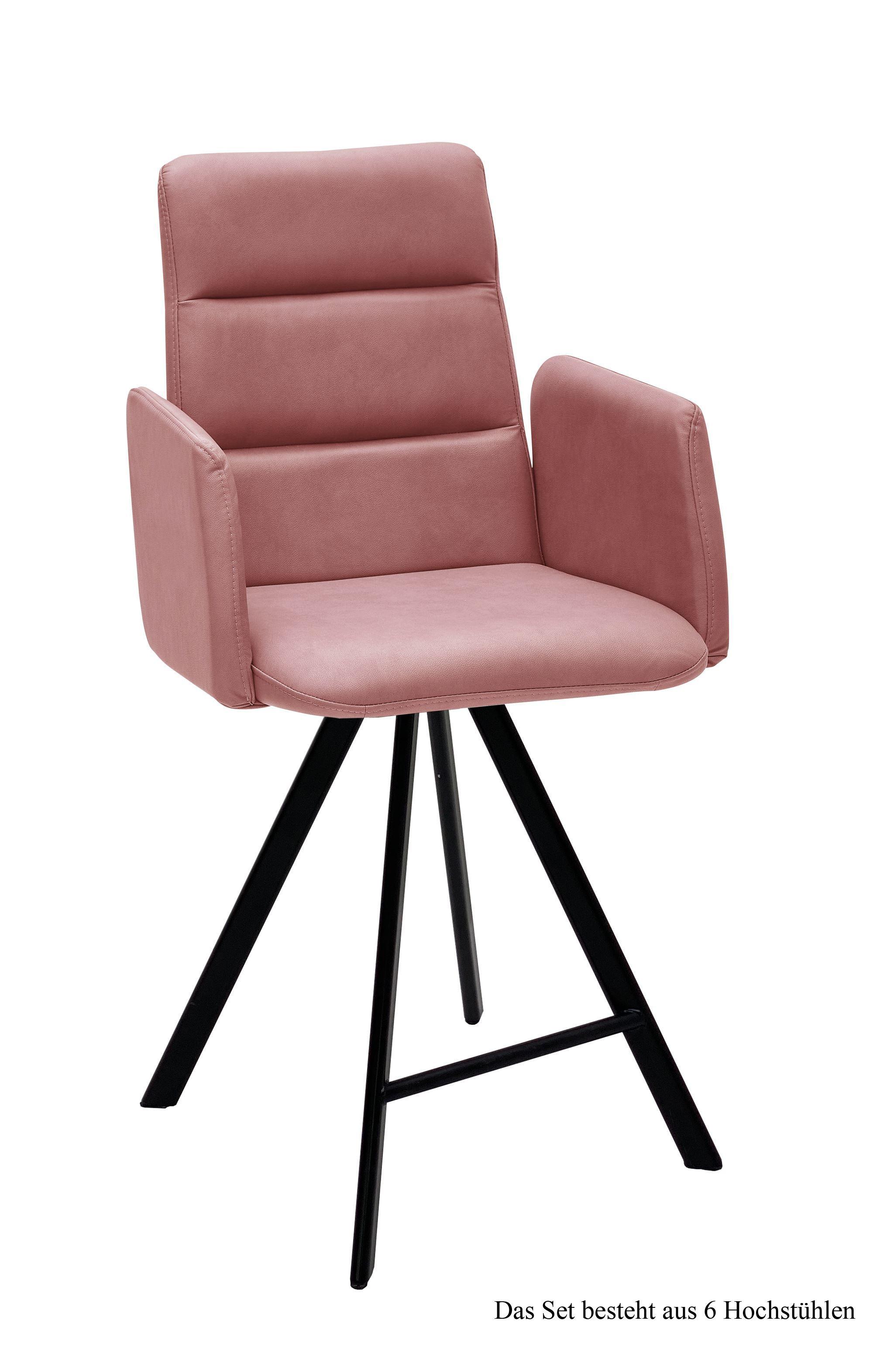 THEKENSTUHL drehbar (6er-Set) Devonna 52x109x60 Schwarz/Rosewood - Dunkelrosa/Schwarz, Kunststoff (60/109/52cm) - 58aufmkessel