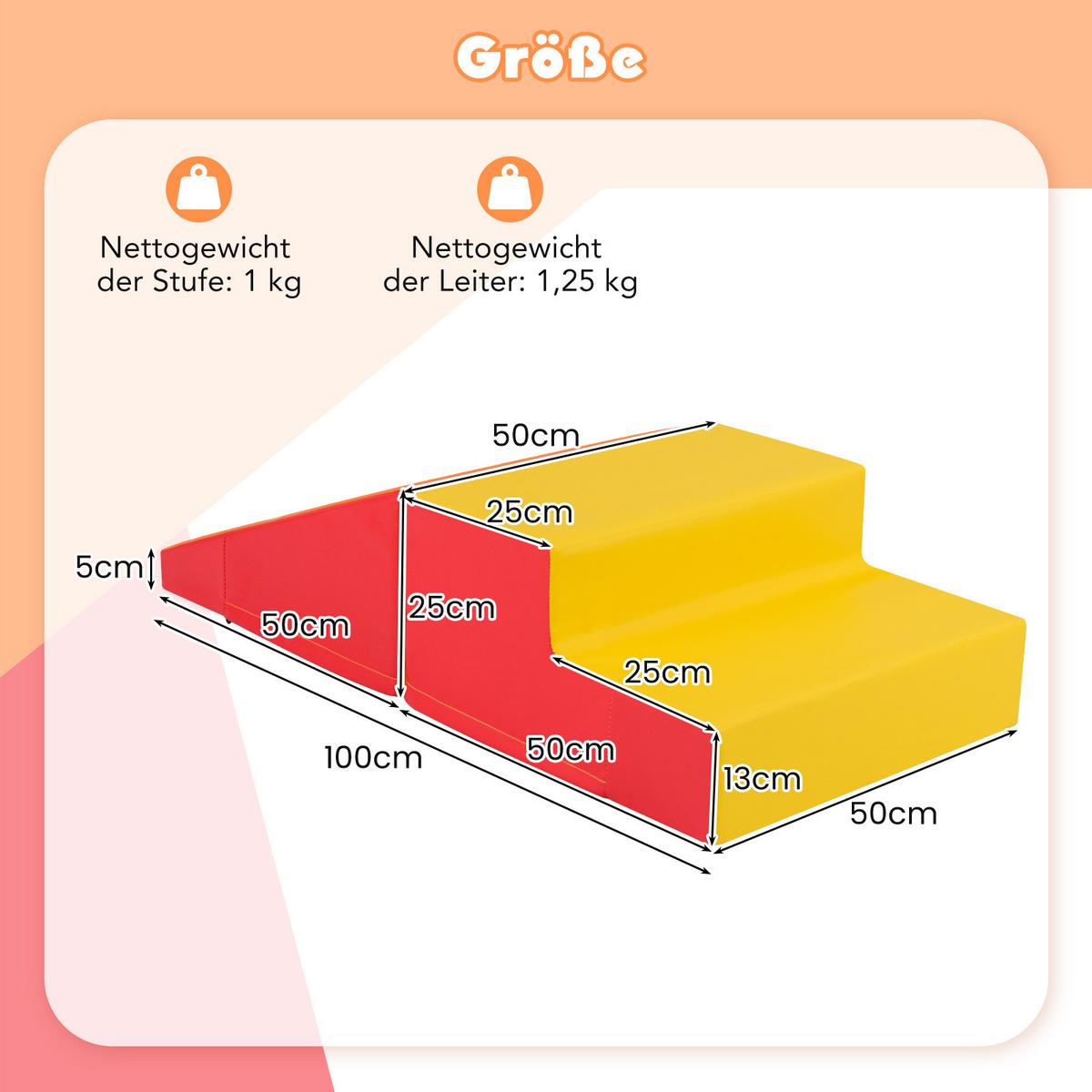 SOFTBAUSTEINE Orange (2er-Set) - Orange, Kunststoff (100/25/50cm) - COSTWAY