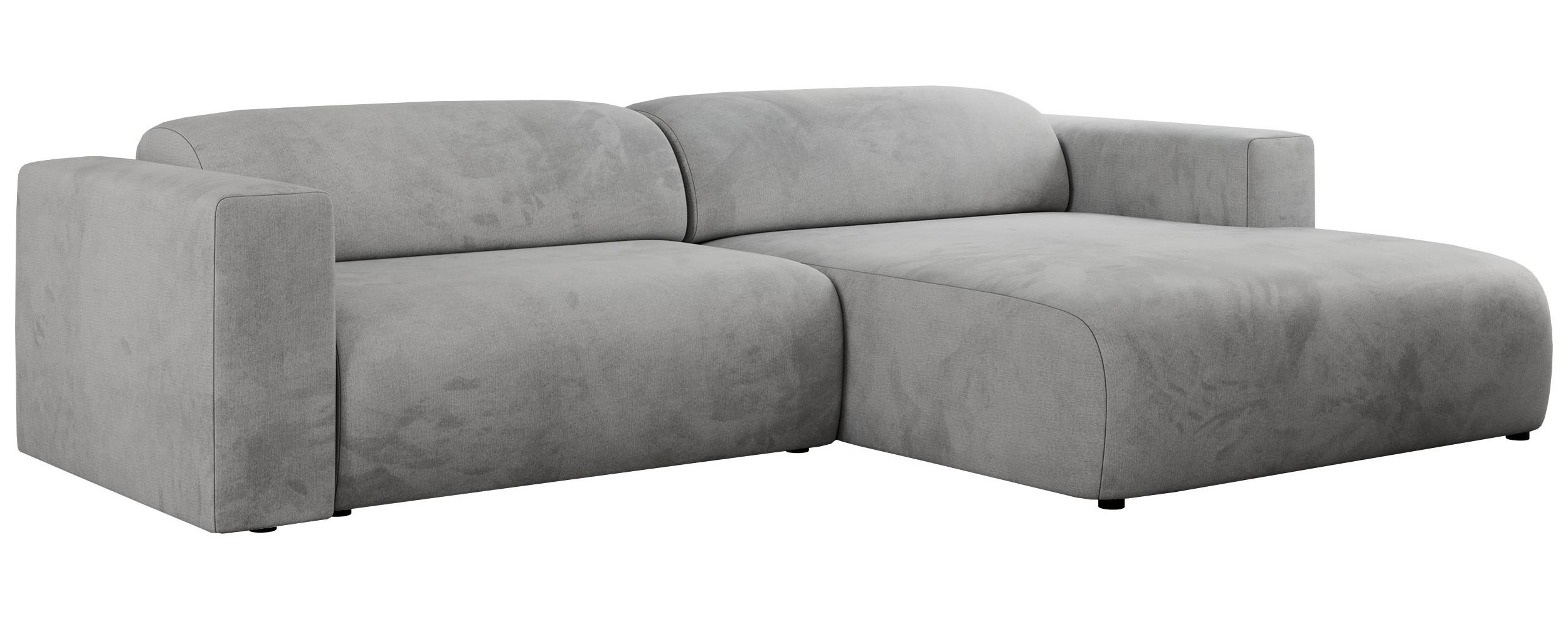 OFERTA WYCOFANA ECKSOFA PASADENA Hellgrau Velvet Rechts Seite - Hellgrau/Schwarz, Kunststoff/Textil (288/180cm) - MKS