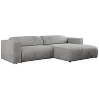 OFERTA WYCOFANA ECKSOFA PASADENA Hellgrau Velvet Rechts Seite - Hellgrau/Schwarz, Kunststoff/Textil (288/180cm) - MKS