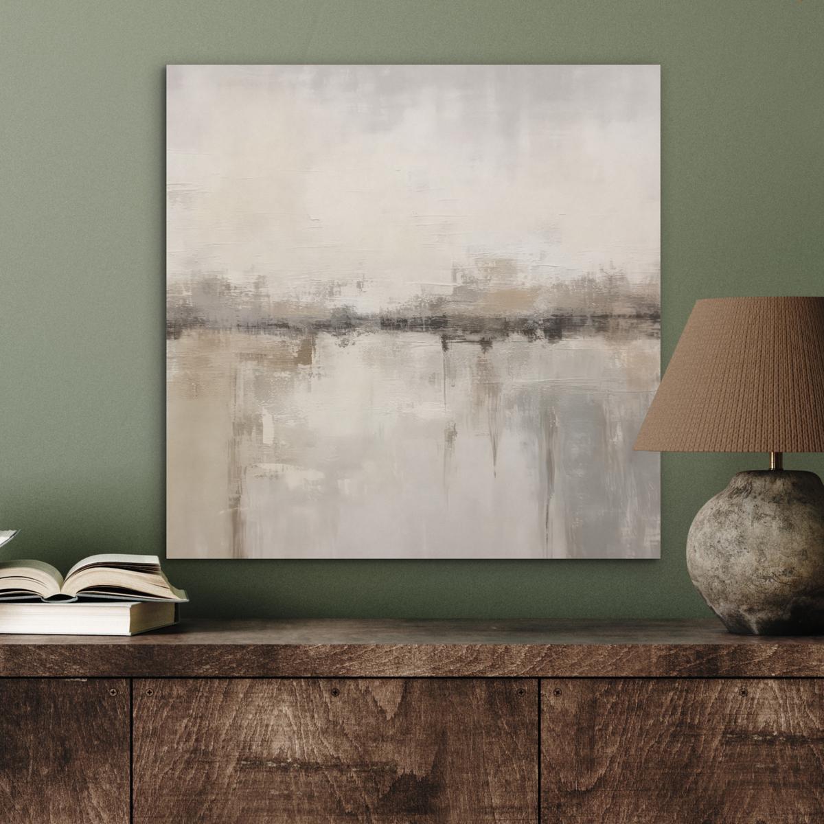 AKUSTIKBILD Moderne Kunst - Abstrakt - Beige Wandbilder 60x60 cm - Beige, Kunststoff (60/60/0.9cm) - MuchoWow