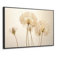 LEINWAND Bilder mit Rahmen - Sonnenlicht - Löwenzahn - Botanisch - Blumen - 140x90 - Creme, Textil (140/90cm) - MuchoWow