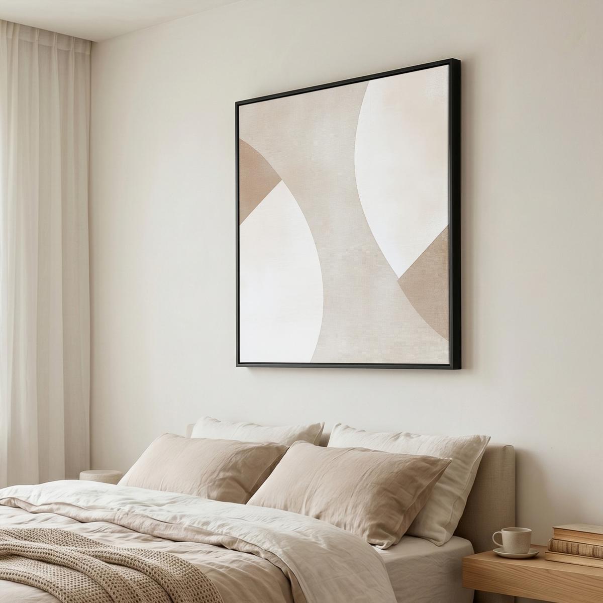 LEINWAND Bilder mit Rahmen - Braun - Japandi - Abstrakt - 90x90 - Sandfarben, Textil (90/90cm) - MuchoWow