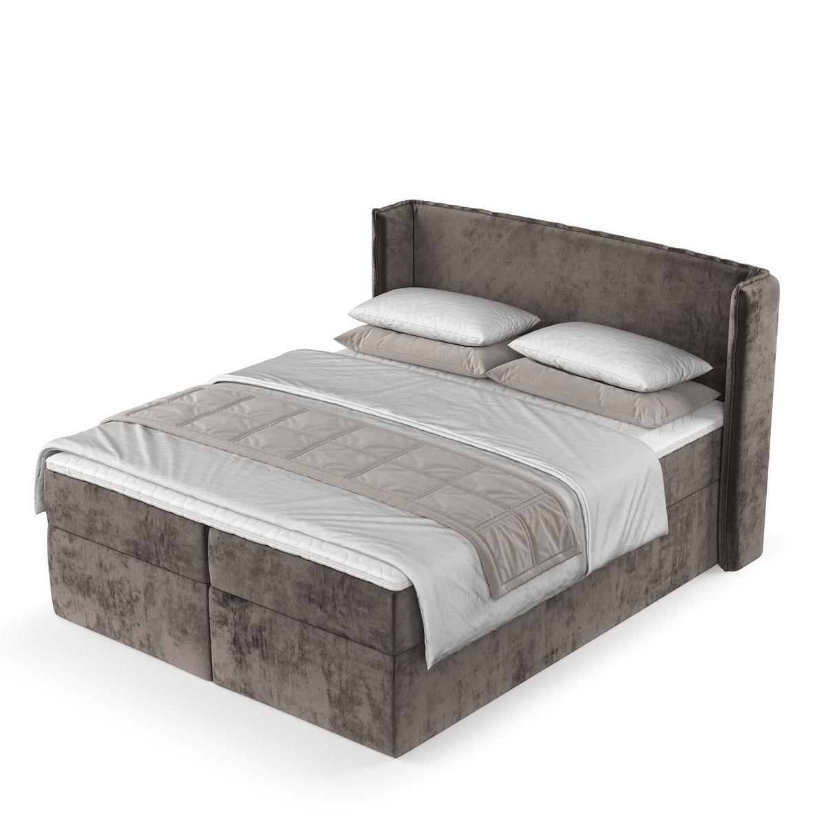 BOXBETT Viva 160/200 cm Braun im Lotta Stoff - Schwarz/Braun, Holz/Holzwerkstoff (160/200cm) - AltaBeds