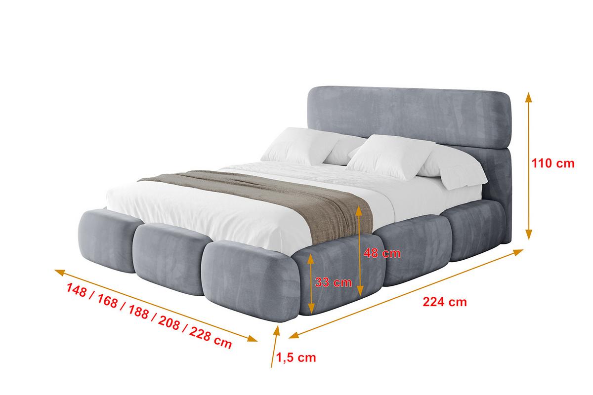 POLSTERBETT mit Bettkasten und Lattenrost, Boxbett ohne Matratze - ELVA 180x200 Grau - Grau, Holzwerkstoff/Textil (180/200cm) - ALTDECOR