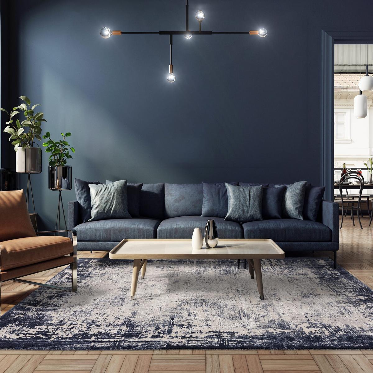 TEPPICH TIBER-Rieti, abstrakt, Dunkelblau, 160 x 230 cm - Blau, Textil (230/160cm) - KADIMA DESIGN