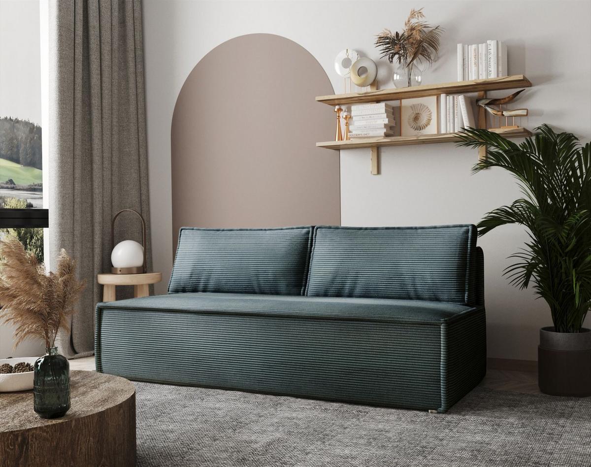 SCHLAFSOFA Amanda In Zoom - Blau, Holzwerkstoff/Textil (200/89/100cm) - Fun Möbel