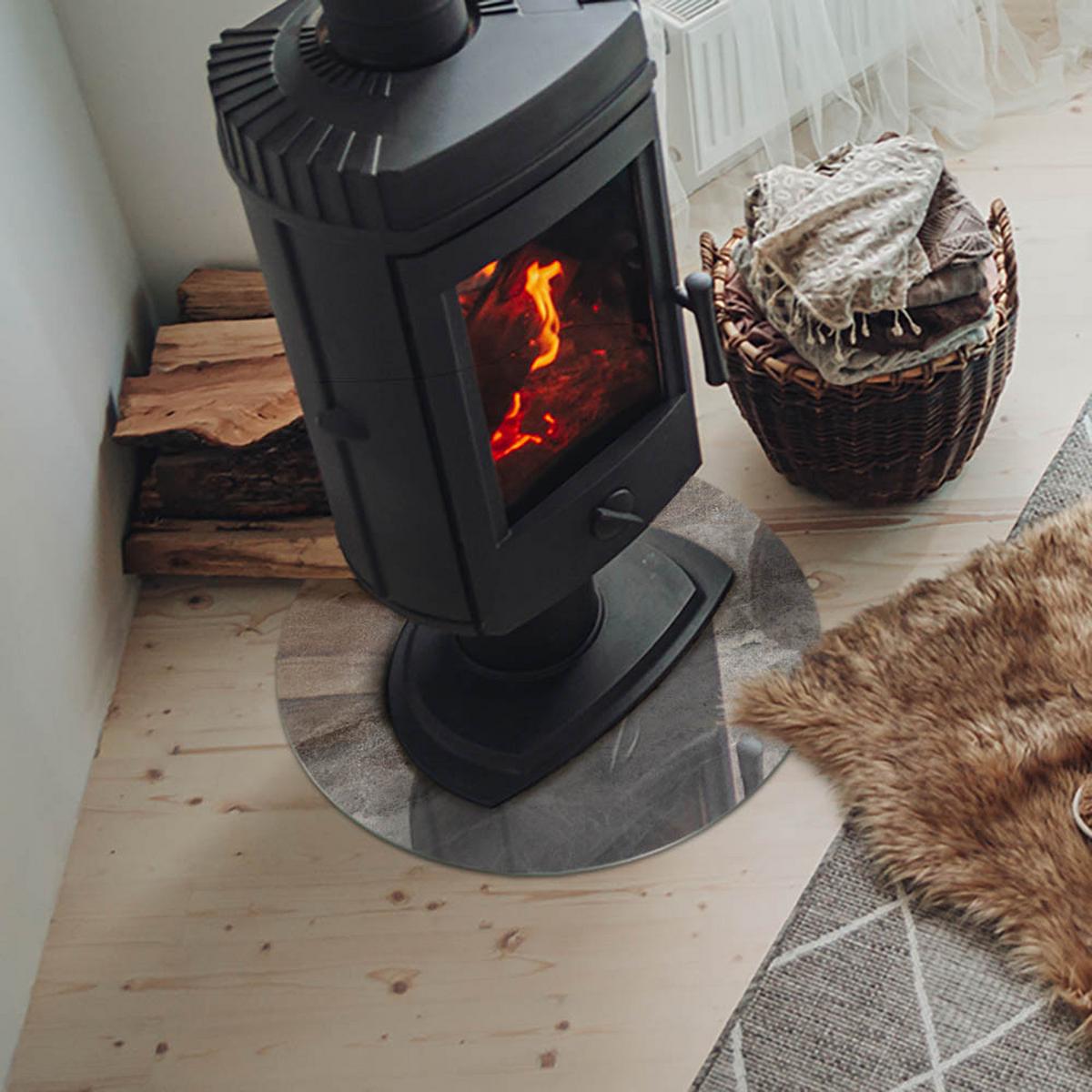 GLASPLATTE für Kamin Ø 50 cm - Grau, Glas (50/50/0.4cm) - TULUP