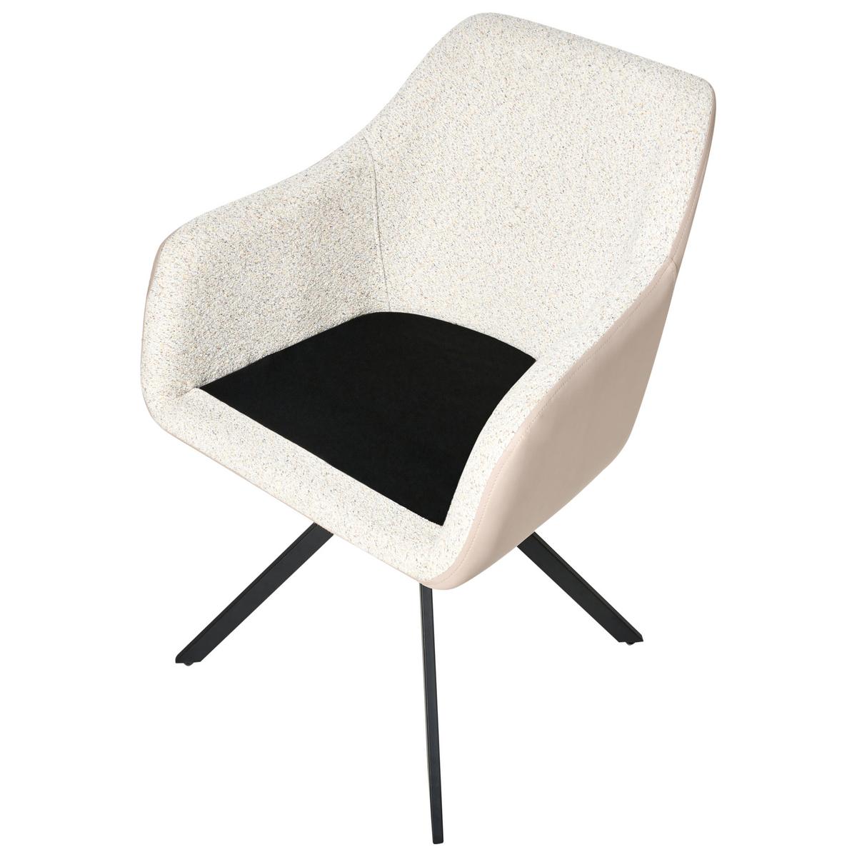 ESSZIMMERSTUHL 2er-Set Hellbeige Lithia - Beige/Schwarz, Textil (58/86/63cm) - Beliani