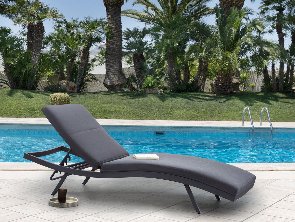 SONNENLIEGE mit Kissen Dunkelgrau Amelia - Graphitfarben, Textil (65/31/199cm)