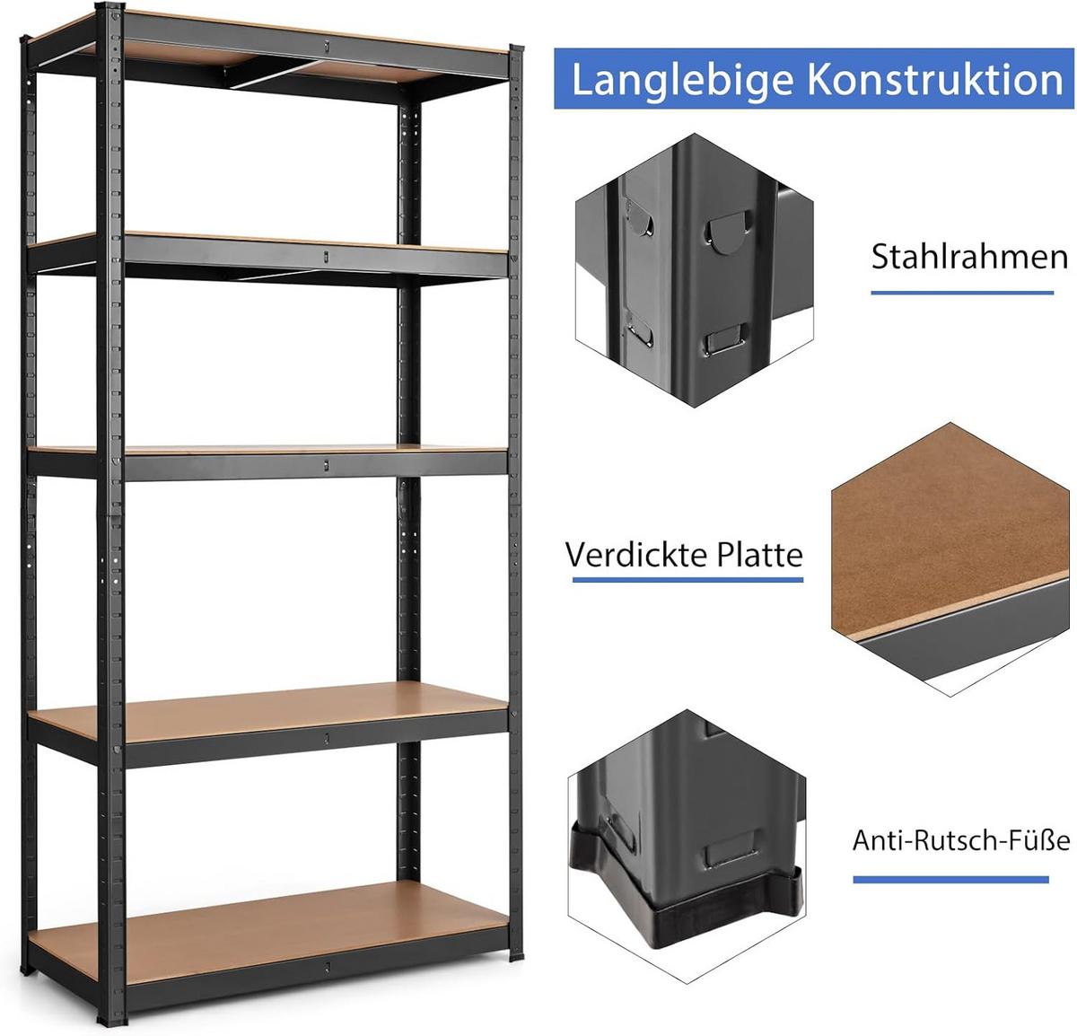 LAGERRGAL Schwarz - Schwarz, Holz (75/150/30cm) - COSTWAY
