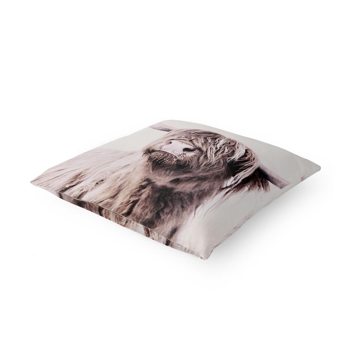 DEKOKISSEN Hochlandrind Frida in Beige 50/50 cm - Beige, Textil (50/50/10cm) - Bilderwelten