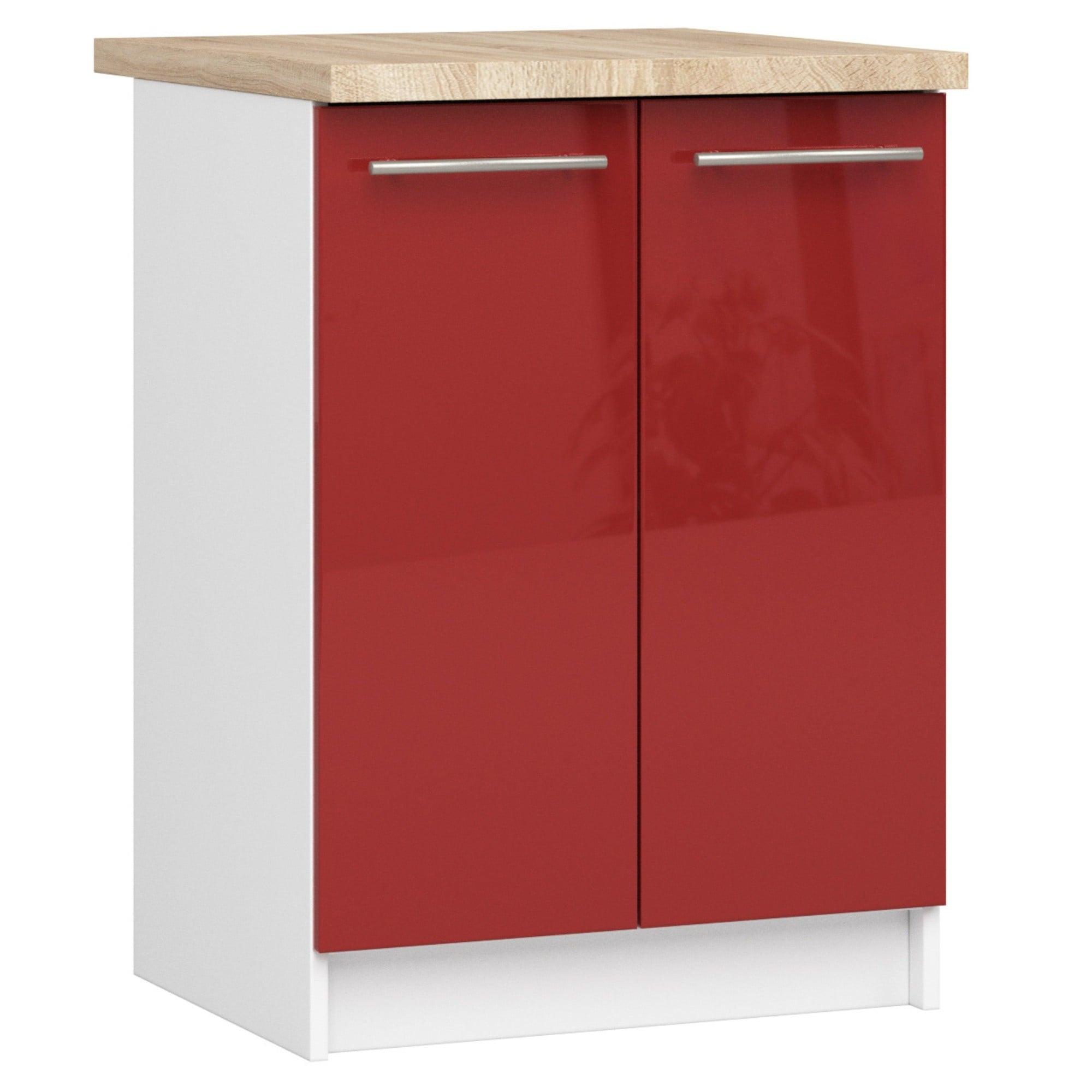 UNTERSCHRANK Weiß, Rot Glanz 85/60/46 - Rot/Weiß, Holzwerkstoff (60/85/46cm) - RAUMHIRSCH FURNITURE