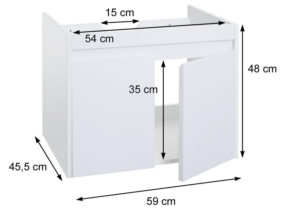 WASCHBECKENUNTERSCHRANK Weiß - Weiß, Holzwerkstoff (59/48/45cm) - MCW