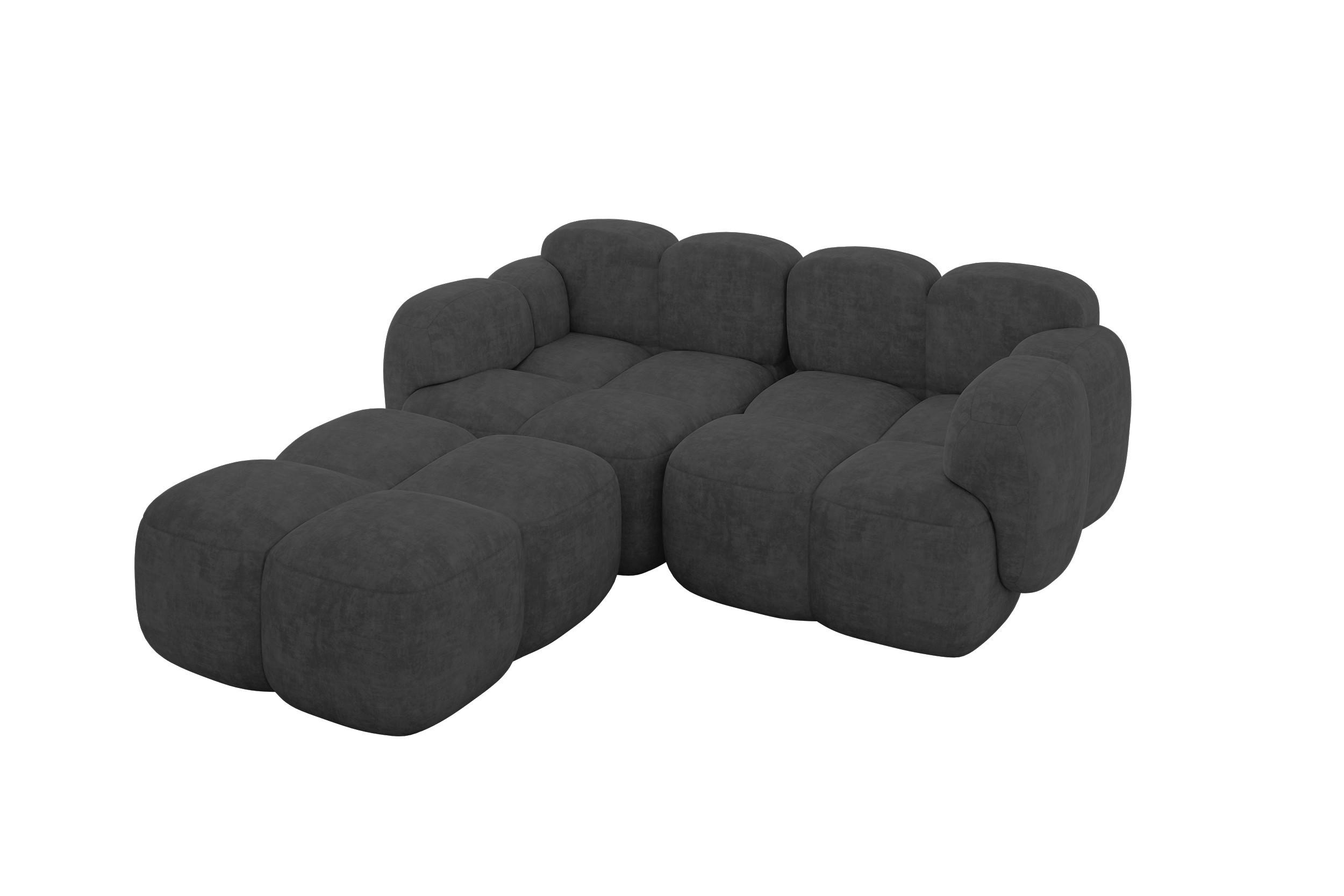 ECKSOFA modulares Sofa Links Miko-L1 214x205x75 Dunkelgrau Velours - Dunkelgrau/Schwarz, Holzwerkstoff/Kunststoff (214/205cm) - ALTDECOR