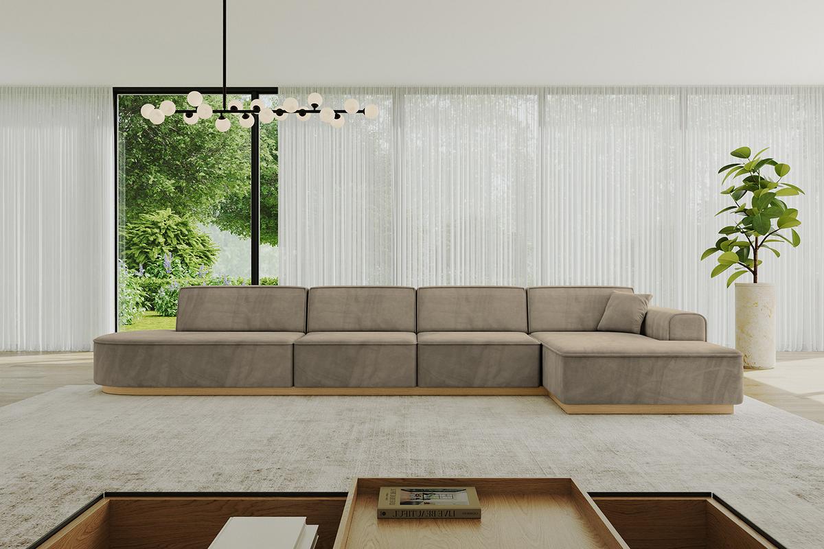 ECKSOFA Ottomane Rechts IREA-L3-v2 - 413x171x83 cm Braun - Braun, Holzwerkstoff/Textil (171/413cm) - ALTDECOR