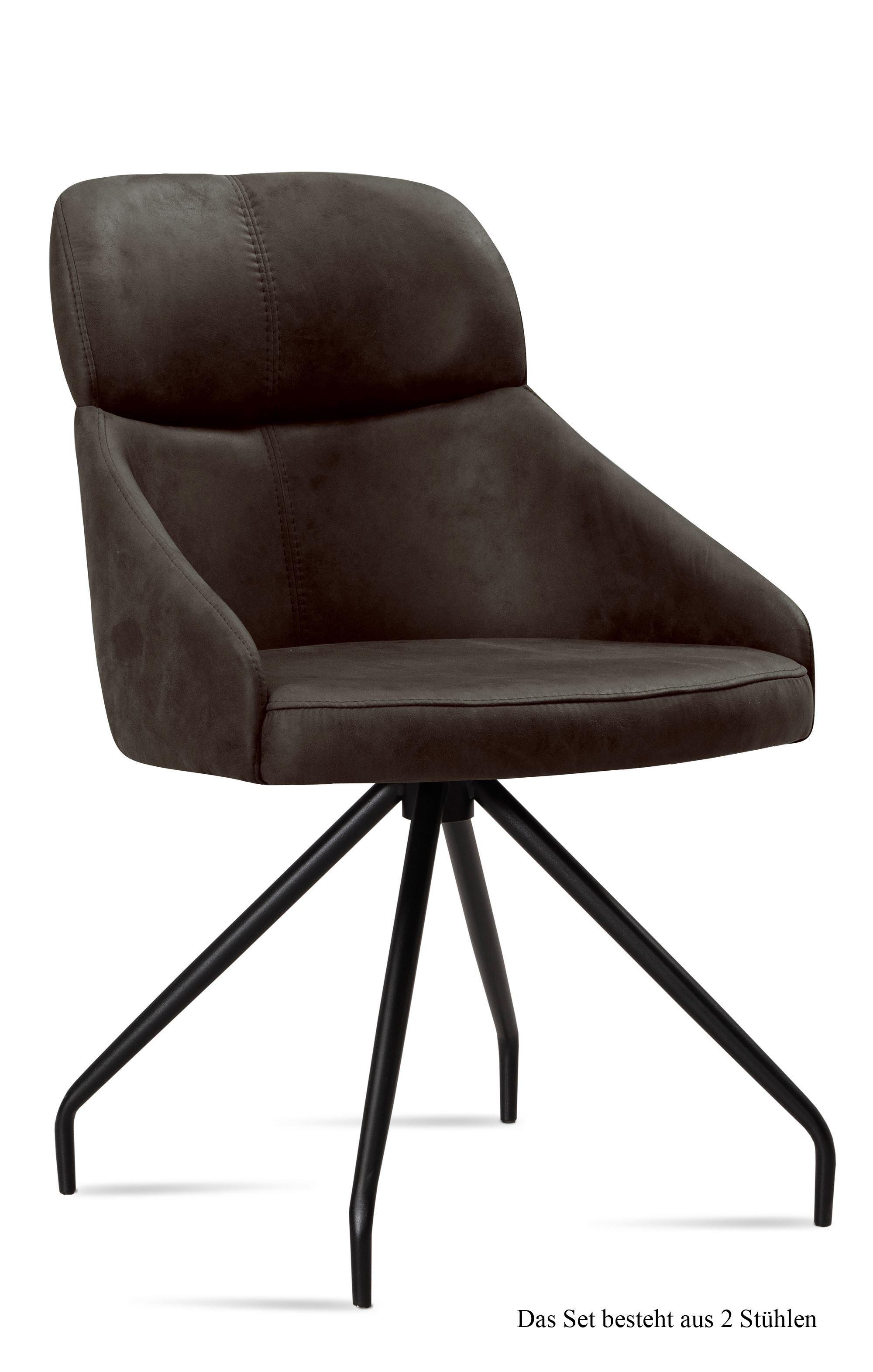 ESSZIMMERSTUHL (2er-Set) Dionne 52x82x63 Schwarz/Espresso - Dunkelbraun/Schwarz, Kunststoff (63/82/52cm) - 58aufmkessel
