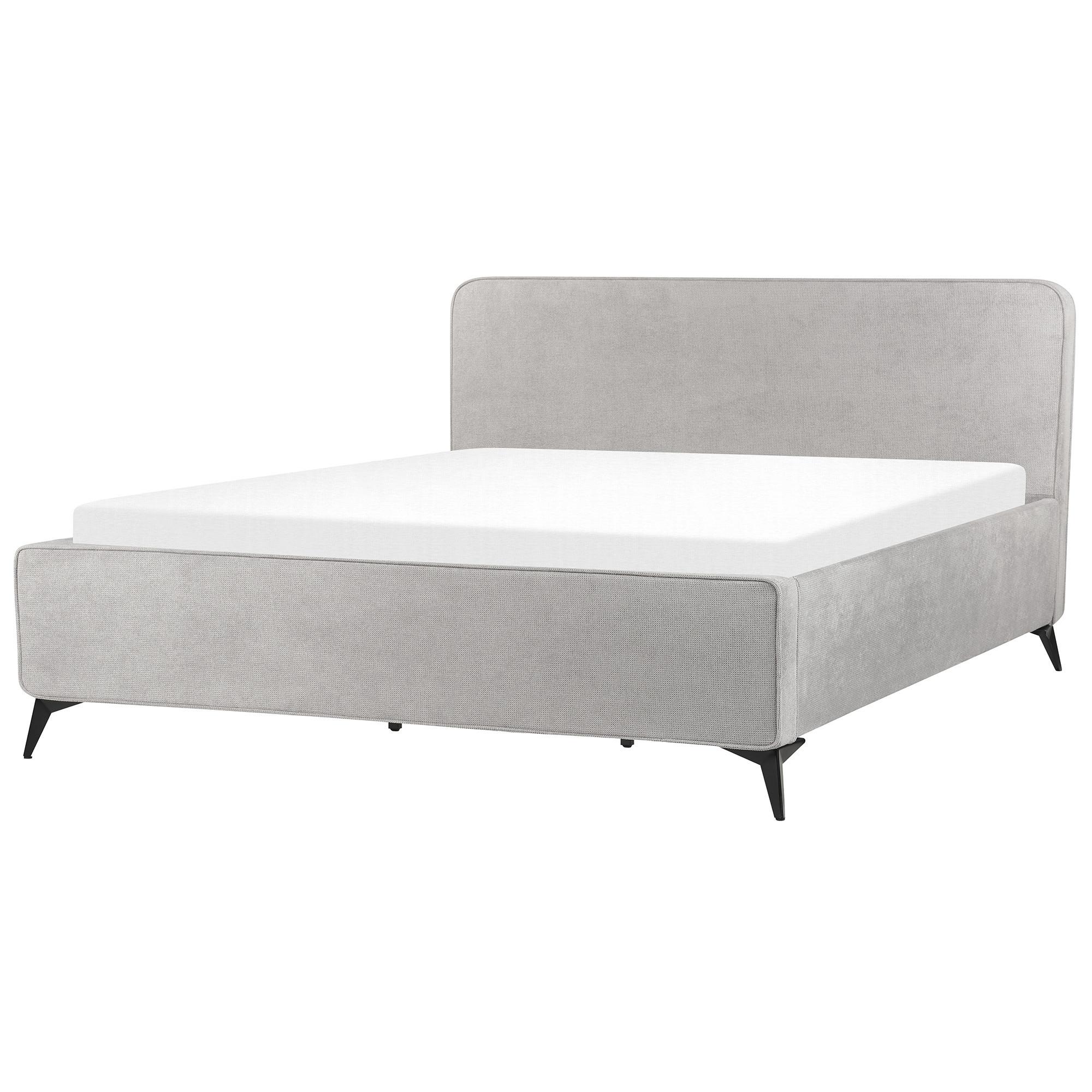 POLSTERBETT mit Lattenrost 180x200 cm Grau Valognes - Hellgrau, Textil (180/200cm) - Beliani