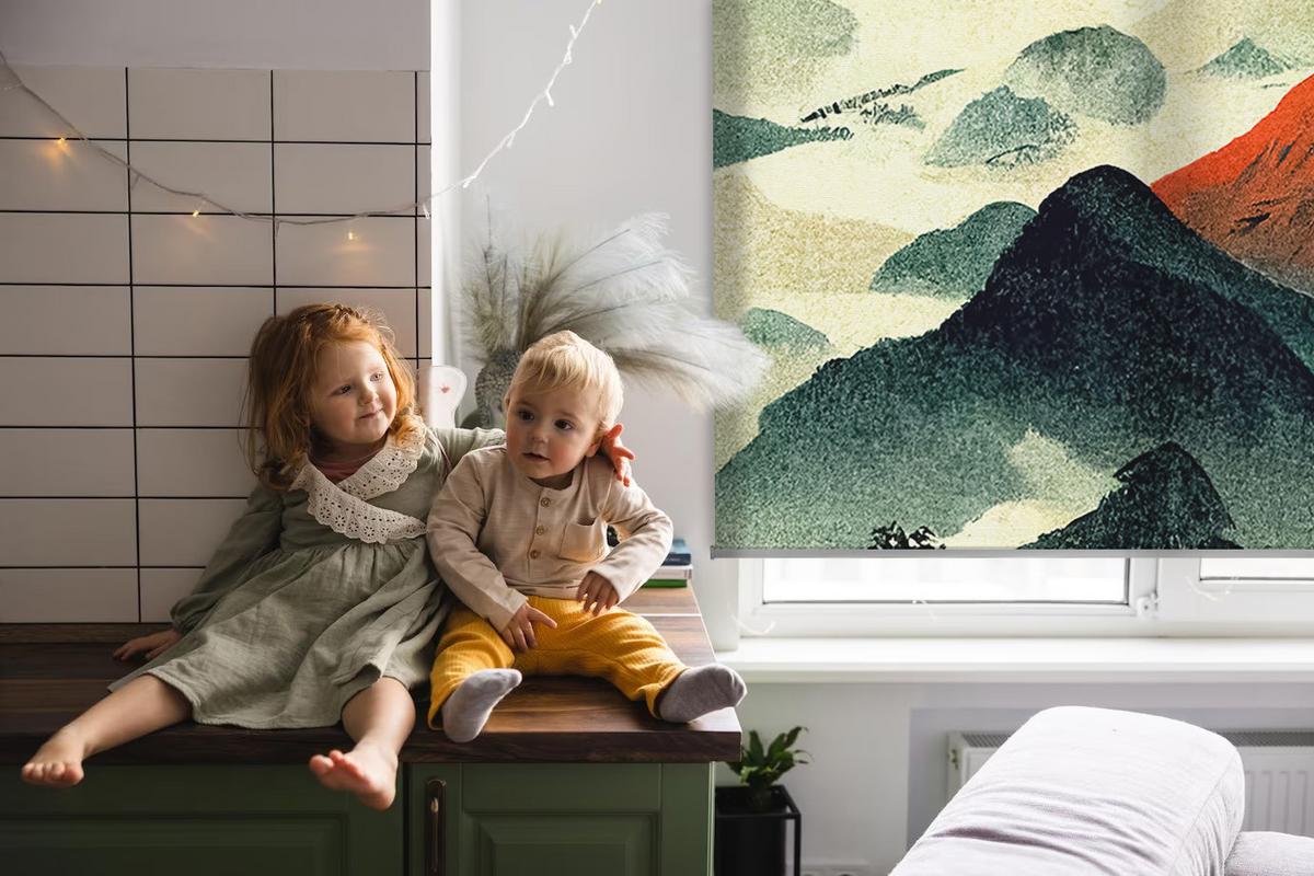 INNENROLLO - Fensterrollo - Rollo - 140x140 cm - Berge im Nebel - Grau, Kunststoff (140/140/0.5cm) - TULUP