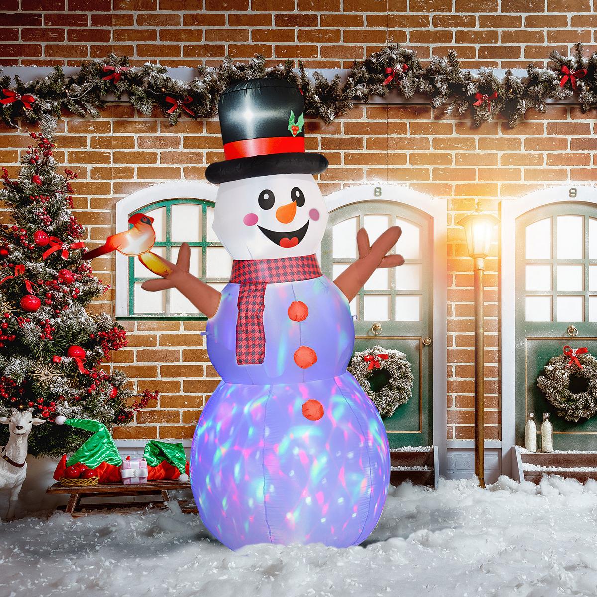 WEIHNACHTSDEKO Schneemann, 240 cm, , mit LEDs - Weiß, Kunststoff (100/240/165cm) - Outsunny