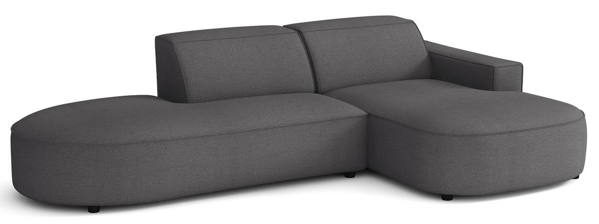 ECKSOFA Sallmo L-Form, 3-Sitzer, rechts 276 cm - Dunkelgrau/Schwarz, Kunststoff/Textil (276/166cm) - Selsey
