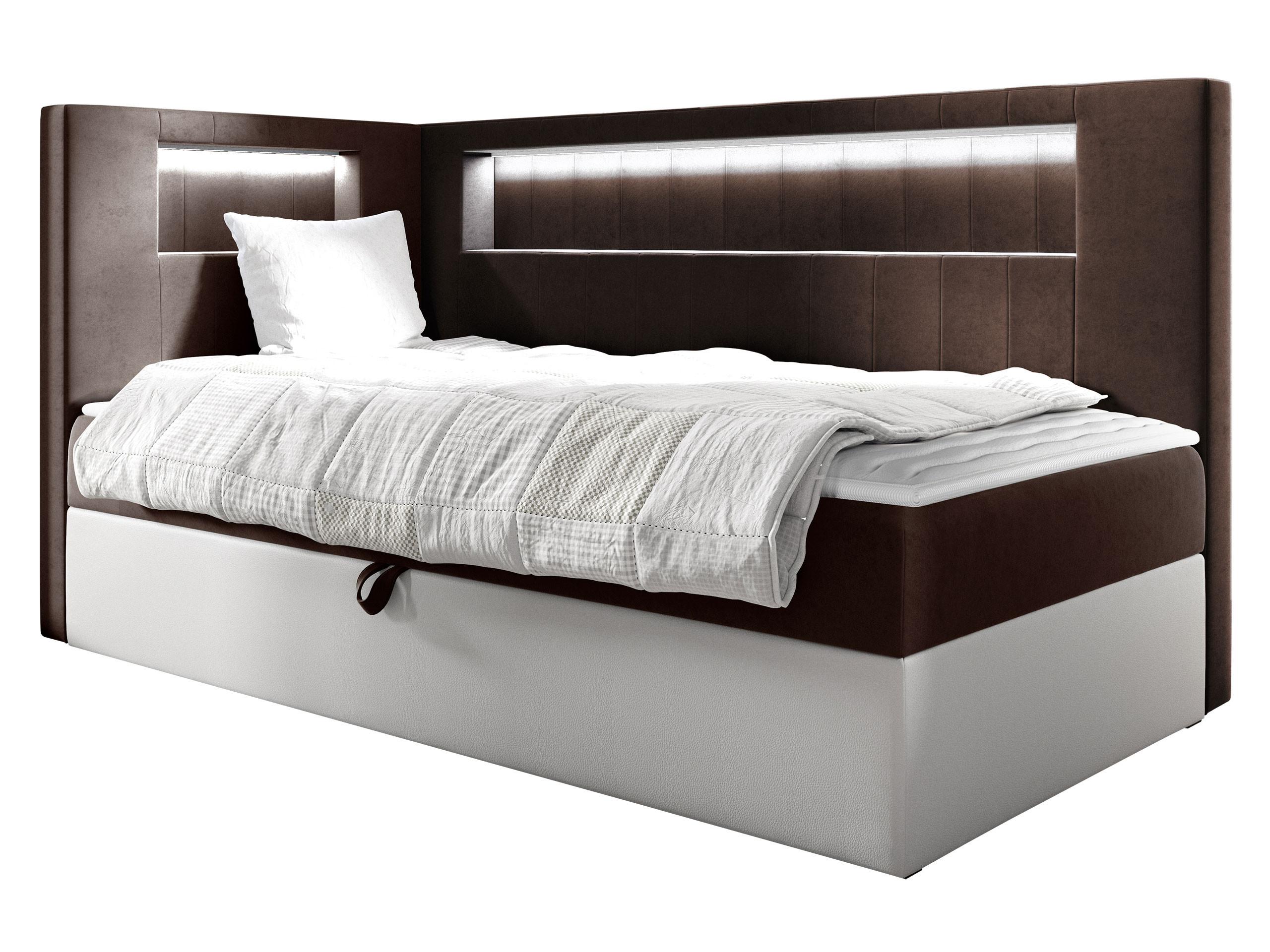 BOXBETT Gold Junior 3, Seite zum Öffnen des Bettkastens: Links - H3 - Weiß/Braun, Holz (80/200cm) - MIRJAN24