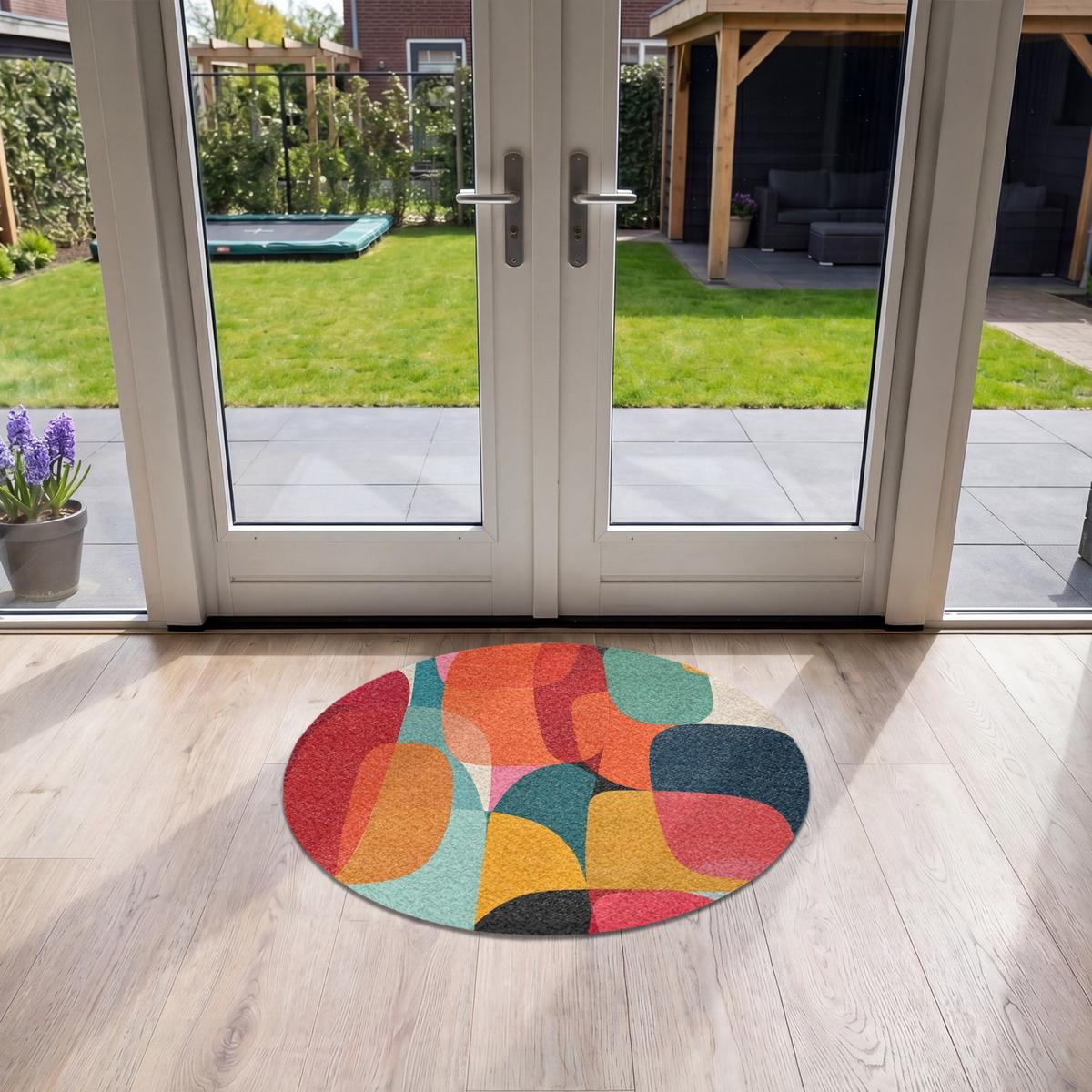 FUSSMATTE Formen - Bunt - Abstrakt - Flugzeuge Sauberlaufmatte 90x90 cm - Multicolor, Kunststoff (90/0.4cm) - MuchoWow