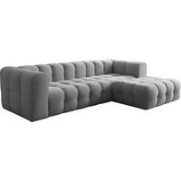 ECKSOFA Mochi L-Form 5-Sitzer Rechts, Samt, Grau 290/75/193 cm - Schwarz/Grau, Kunststoff/Textil (290/193cm) - WFL GROUP