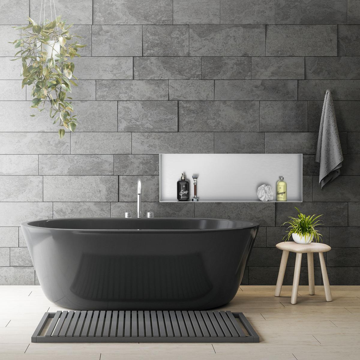 DUSCHNISCHE Silber 90/30 cm - Silberfarben, Metall (90/30/10cm) - LuxeBath