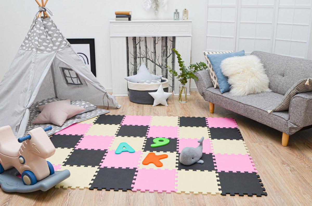 SPIELMATTE ab Null - 270/90 cm Puzzlematte Schwarz - Multicolor, Kunststoff (30/30cm) - Littletom