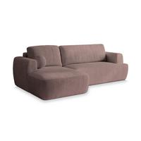 ECKSOFA SENTI P L-S Lila Kordstoff mit Schlaffunktion - Lila/Schwarz, Holz/Kunststoff (246/148cm) - MASSENO