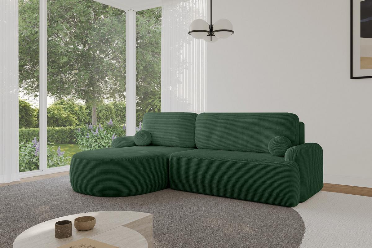 ECKSOFA mit Schlaffunktion und Bettkasten LIRA-L - 264x172x89 Grün - Grün, Holzwerkstoff/Textil (264/172cm) - ALTDECOR