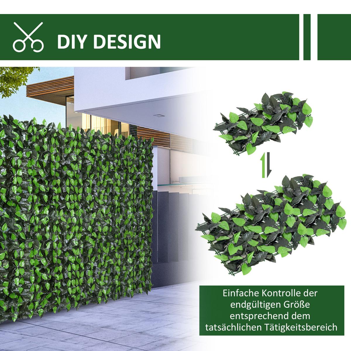 SICHTSCHUTZ, mit UV-Schutz, Heckenpflanze, für Garten, Terrasse, Grün, 3 x 1 m - Grün, Kunststoff (1/100cm) - Outsunny