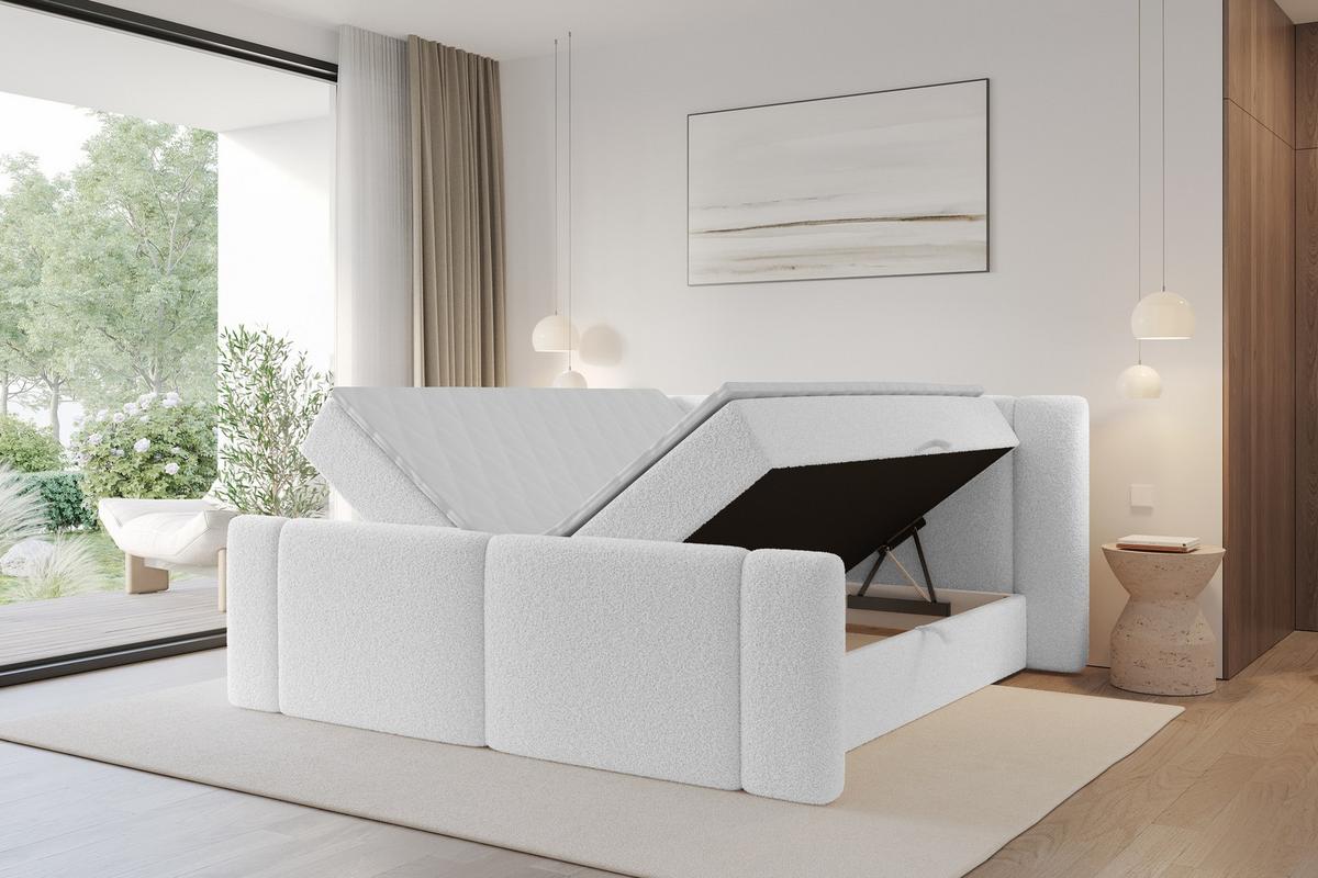 BOXBETT mit Matratze H3 - EVON Zanozek - 180x200 cm Weiß - Weiß, Holzwerkstoff (180/200cm) - ALTDECOR