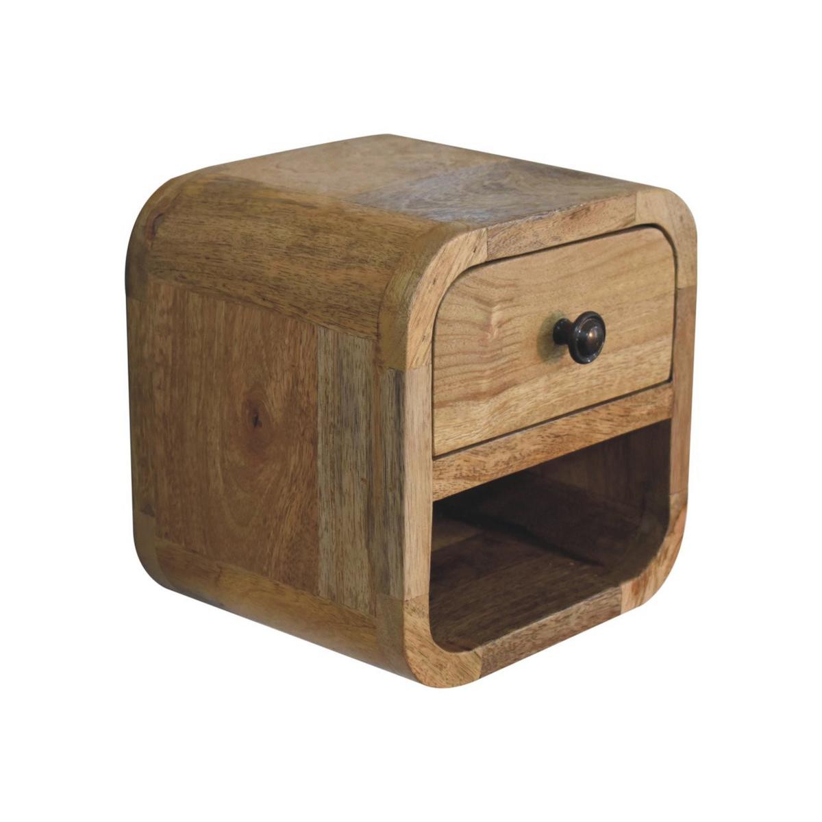 NACHTTISCH Petite, Wandmontiert, 1 Schublade, 1 offenes Fach, Beige - Beige/Messingfarben, Holz/Metall (20/20/17cm) - Artisan Furniture