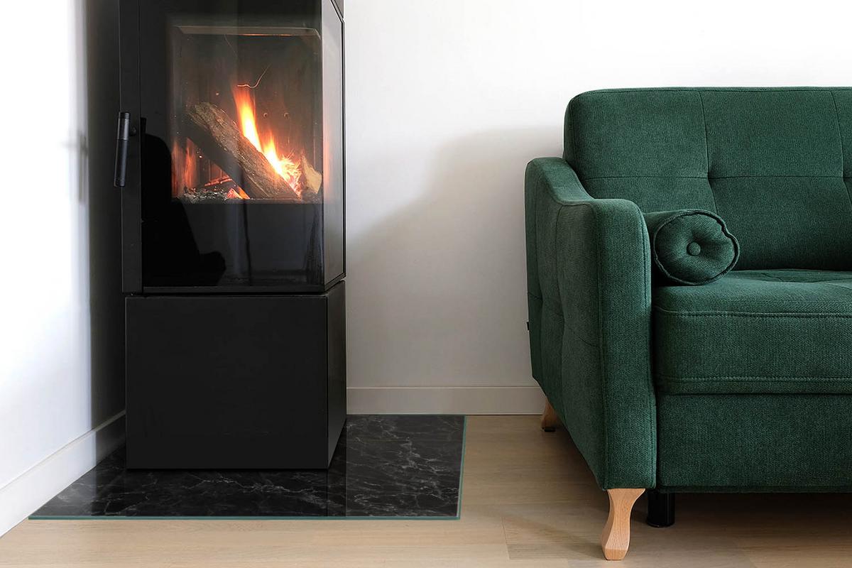 GLASPLATTE für Kamin 60x60 cm - Schwarz, Glas (60/60/0.4cm) - TULUP